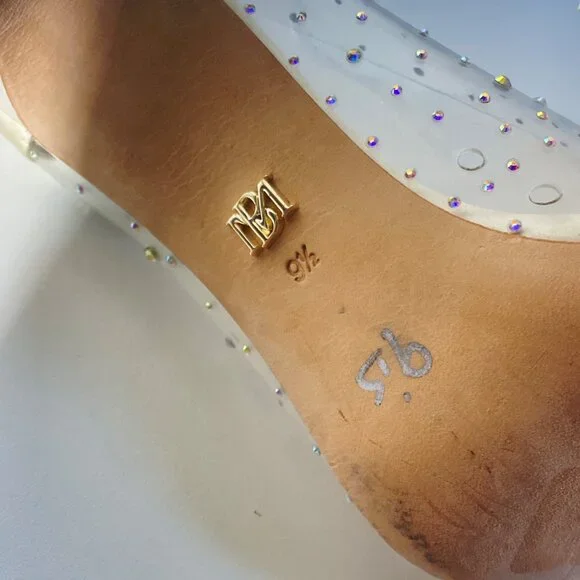 Badgley Mischka Gisela Rhinestone Clear PVC & Satin Stiletto Heels, size 9.5 - Picture 10 of 12